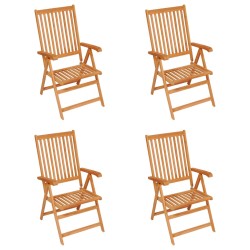 Gartenstühle 4 Stk. mit Schwarzen Kissen Massivholz Teak