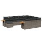 vidaXL 11-tlg. Garten-Sofagarnitur mit Kissen Grau Poly Rattan vidaXL 11-tlg. Garten-Sofagarnitur mit Kissen Grau Poly Rattan
