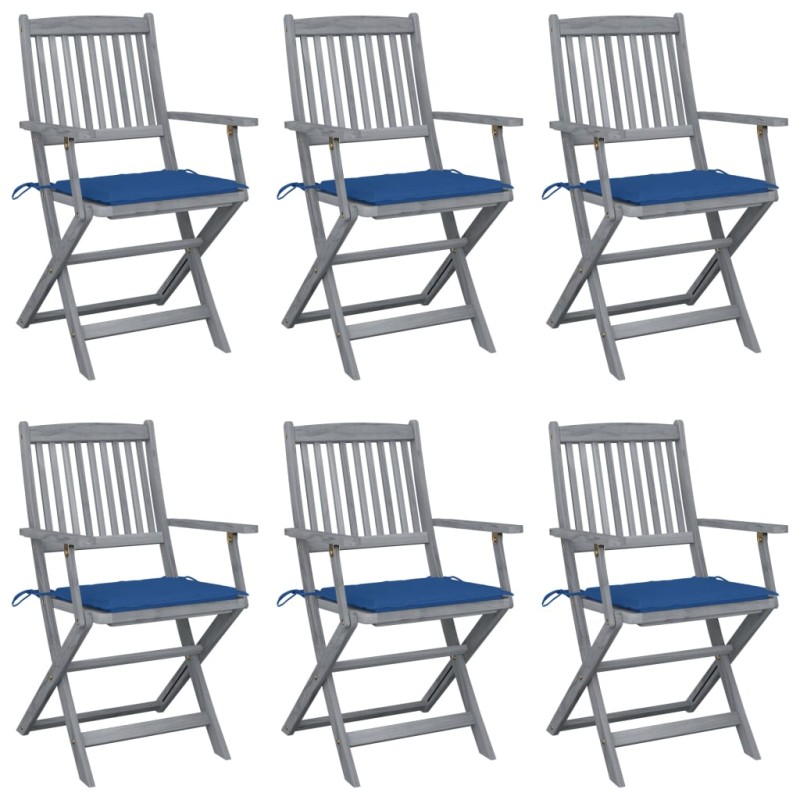 vidaXL Klappbare Gartenstühle 6 Stk. mit Sitzkissen Massivholz Akazie vidaXL Klappbare Gartenstühle 6 Stk. mit Sitzkissen Massivholz Akazie