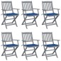 vidaXL Klappbare Gartenstühle 6 Stk. mit Sitzkissen Massivholz Akazie vidaXL Klappbare Gartenstühle 6 Stk. mit Sitzkissen Massivholz Akazie