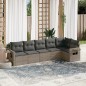 vidaXL 6-tlg. Garten-Sofagarnitur mit Kissen Grau Poly Rattan vidaXL 6-tlg. Garten-Sofagarnitur mit Kissen Grau Poly Rattan