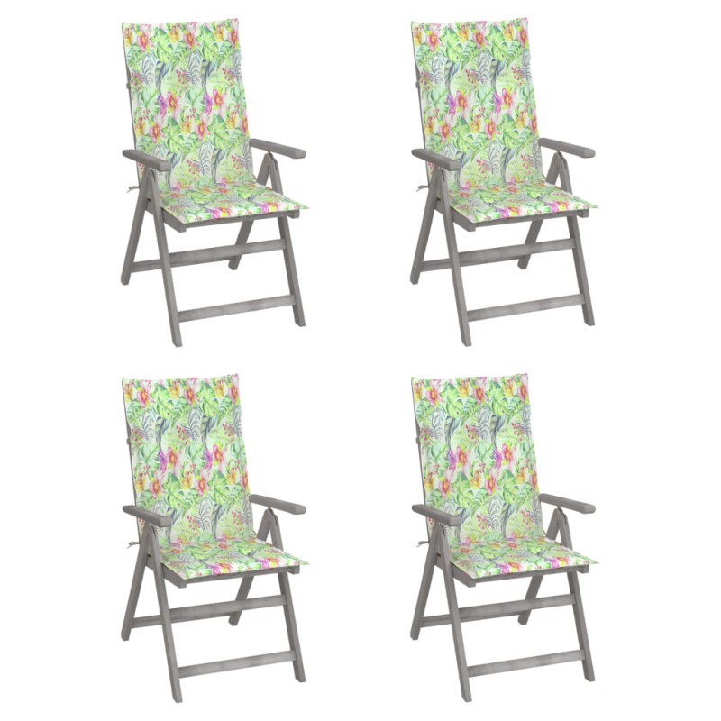 Verstellbare Gartenstühle 4 Stk. mit Auflagen Massivholz Akazie Verstellbare Gartenstühle 4 Stk. mit Auflagen Massivholz Akazie