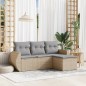 vidaXL 4-tlg. Garten-Sofagarnitur mit Kissen Beige Poly Rattan vidaXL 4-tlg. Garten-Sofagarnitur mit Kissen Beige Poly Rattan