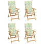 vidaXL Gartenstühle 4 Stk. mit Blattmuster Kissen Massivholz Teak vidaXL Gartenstühle 4 Stk. mit Blattmuster Kissen Massivholz Teak