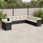 vidaXL 11-tlg. Garten-Sofagarnitur mit Kissen Schwarz Poly Rattan vidaXL 11-tlg. Garten-Sofagarnitur mit Kissen Schwarz Poly Rattan