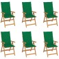 vidaXL Gartenstühle 6 Stk. mit Grünen Kissen Massivholz Teak vidaXL Gartenstühle 6 Stk. mit Grünen Kissen Massivholz Teak