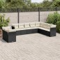 vidaXL 10-tlg. Garten-Sofagarnitur mit Kissen Schwarz Poly Rattan vidaXL 10-tlg. Garten-Sofagarnitur mit Kissen Schwarz Poly Rattan