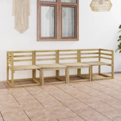Gartensofa 4-Sitzer mit Kissen Grün Imprägniertes Kiefernholz