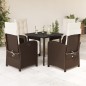 vidaXL 5-tlg. Garten-Essgruppe mit Kissen Braun Poly Rattan vidaXL 5-tlg. Garten-Essgruppe mit Kissen Braun Poly Rattan