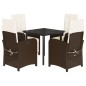vidaXL 5-tlg. Garten-Essgruppe mit Kissen Braun Poly Rattan vidaXL 5-tlg. Garten-Essgruppe mit Kissen Braun Poly Rattan