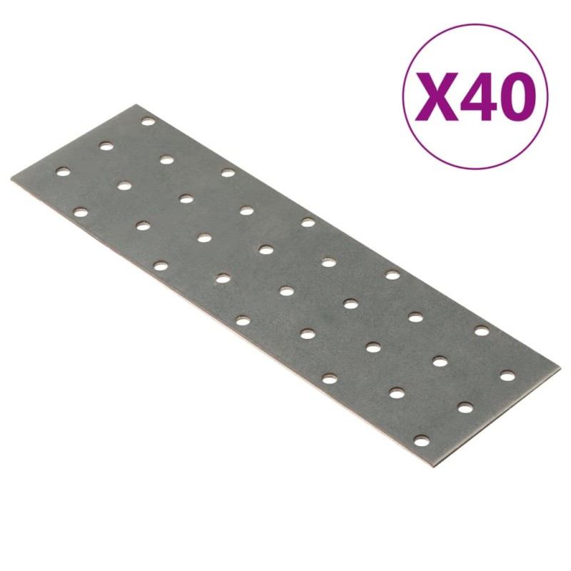 vidaXL Lochplatten 40 Stk. 2 mm 200x60 mm Verzinkter Stahl vidaXL Lochplatten 40 Stk. 2 mm 200x60 mm Verzinkter Stahl