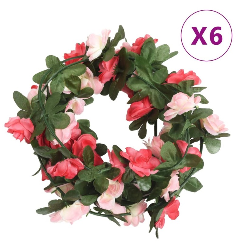 vidaXL Künstliche Blumengirlanden 6 Stk. Rosa 250 cm vidaXL Künstliche Blumengirlanden 6 Stk. Rosa 250 cm