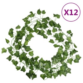 vidaXL Künstliche Efeugirlanden 12 Stk. Grün 200 cm