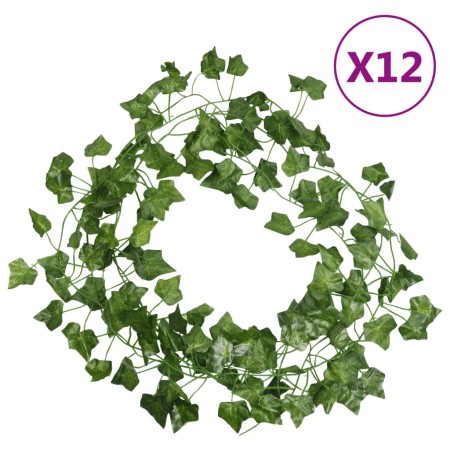 vidaXL Künstliche Efeugirlanden 12 Stk. Grün 200 cm