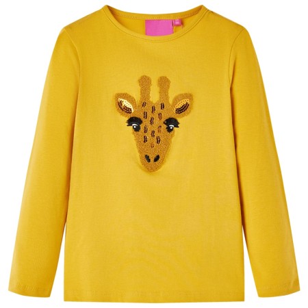 Kinder-Langarmshirt Dunkles Ocker 128