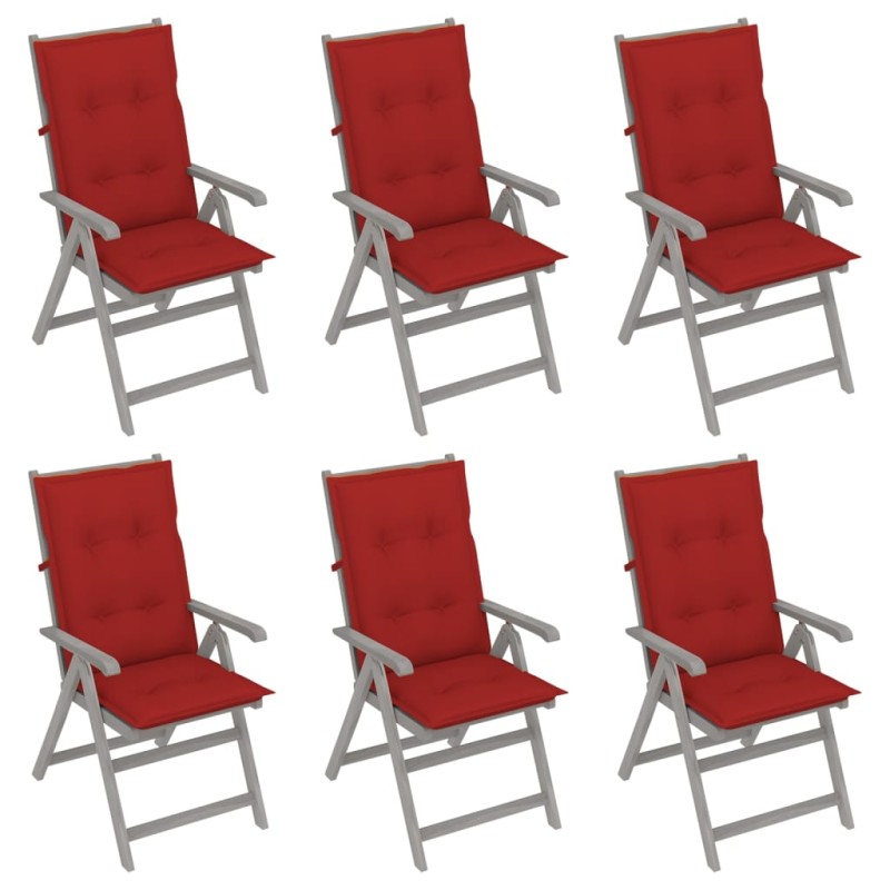 Verstellbare Gartenstühle 6 Stk. mit Auflagen Massivholz Akazie Verstellbare Gartenstühle 6 Stk. mit Auflagen Massivholz Akazie