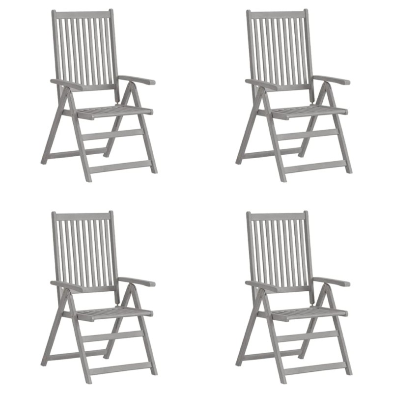 Verstellbare Gartenstühle 4 Stk. Grau Massivholz Akazie Verstellbare Gartenstühle 4 Stk. Grau Massivholz Akazie