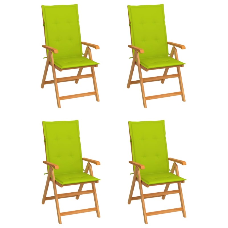 Gartenstühle 4 Stk. mit Hellgrünen Kissen Massivholz Teak Gartenstühle 4 Stk. mit Hellgrünen Kissen Massivholz Teak
