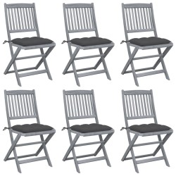 Klappbare Gartenstühle 6 Stk. mit Kissen Massivholz Akazie