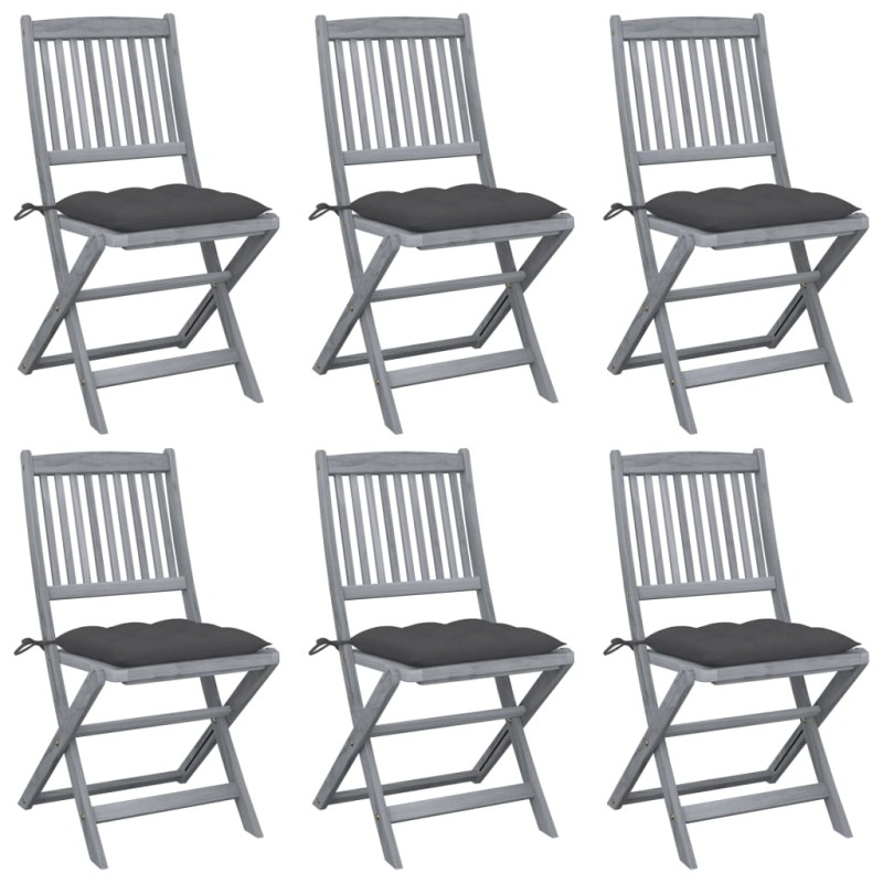 Klappbare Gartenstühle 6 Stk. mit Kissen Massivholz Akazie Klappbare Gartenstühle 6 Stk. mit Kissen Massivholz Akazie