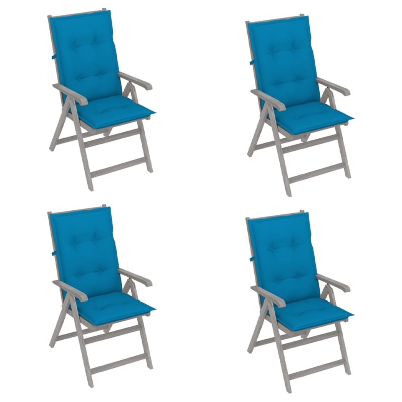 Verstellbare Gartenstühle 4 Stk. mit Auflagen Massivholz Akazie Verstellbare Gartenstühle 4 Stk. mit Auflagen Massivholz Akazie