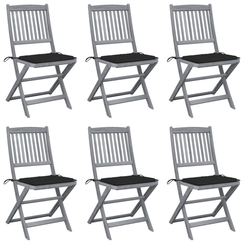 Klappbare Gartenstühle 6 Stk. mit Sitzkissen Massivholz Akazie Klappbare Gartenstühle 6 Stk. mit Sitzkissen Massivholz Akazie