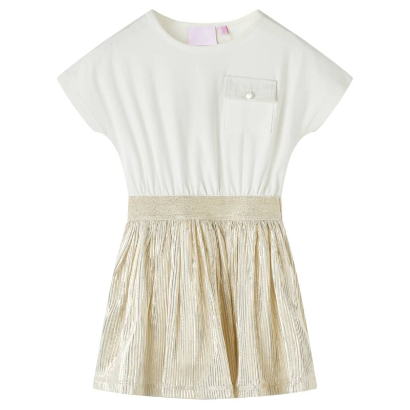 Kinderkleid mit Kurzen Ärmeln Ecru 104 Kinderkleid mit Kurzen Ärmeln Ecru 104