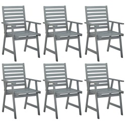 Garten-Essstühle 6 Stk. Grau Massivholz Akazie