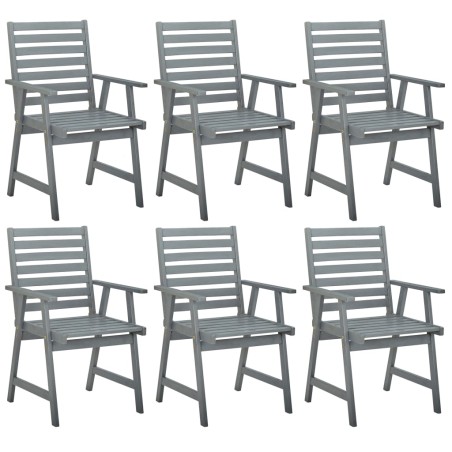 Garten-Essstühle 6 Stk. Grau Massivholz Akazie