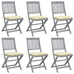 vidaXL Klappbare Gartenstühle 6 Stk. mit Kissen Massivholz Akazie