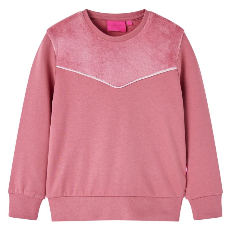 Kinder-Sweatshirt Samt-Patchwork Himbeerrosa 116 Kinder-Sweatshirt Samt-Patchwork Himbeerrosa 116