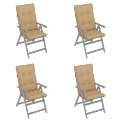 Verstellbare Gartenstühle 4 Stk. mit Auflagen Massivholz Akazie