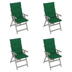 Verstellbare Gartenstühle 4 Stk. mit Auflagen Massivholz Akazie