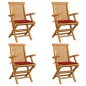 Gartenstühle mit Roten Kissen 4 Stk. Teak Massivholz Gartenstühle mit Roten Kissen 4 Stk. Teak Massivholz