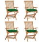 vidaXL Gartenstühle mit Grünen Kissen 4 Stk. Massivholz Teak vidaXL Gartenstühle mit Grünen Kissen 4 Stk. Massivholz Teak
