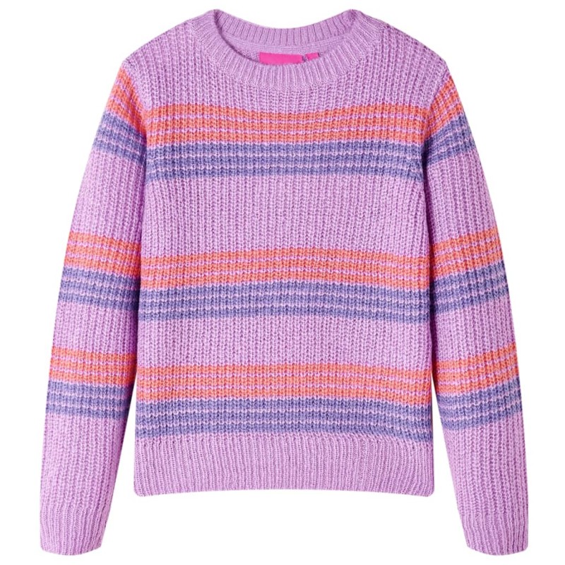 Kinderpullover mit Streifen Gestrickt Lila und Rosa 92 Kinderpullover mit Streifen Gestrickt Lila und Rosa 92