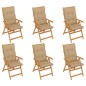 Gartenstühle 6 Stk. mit Beigen Kissen Massivholz Teak Gartenstühle 6 Stk. mit Beigen Kissen Massivholz Teak