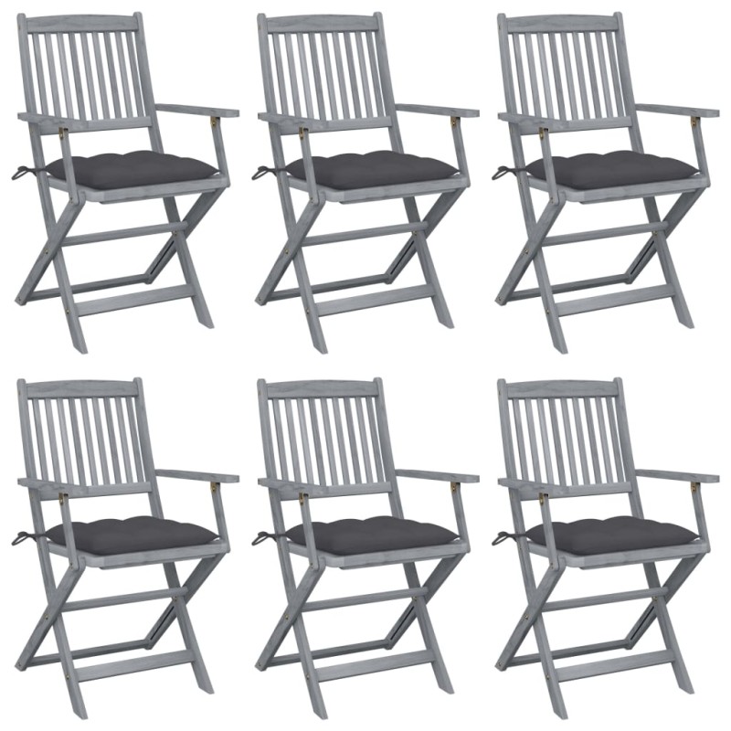 Klappbare Gartenstühle 6 Stk. mit Kissen Massivholz Akazie Klappbare Gartenstühle 6 Stk. mit Kissen Massivholz Akazie