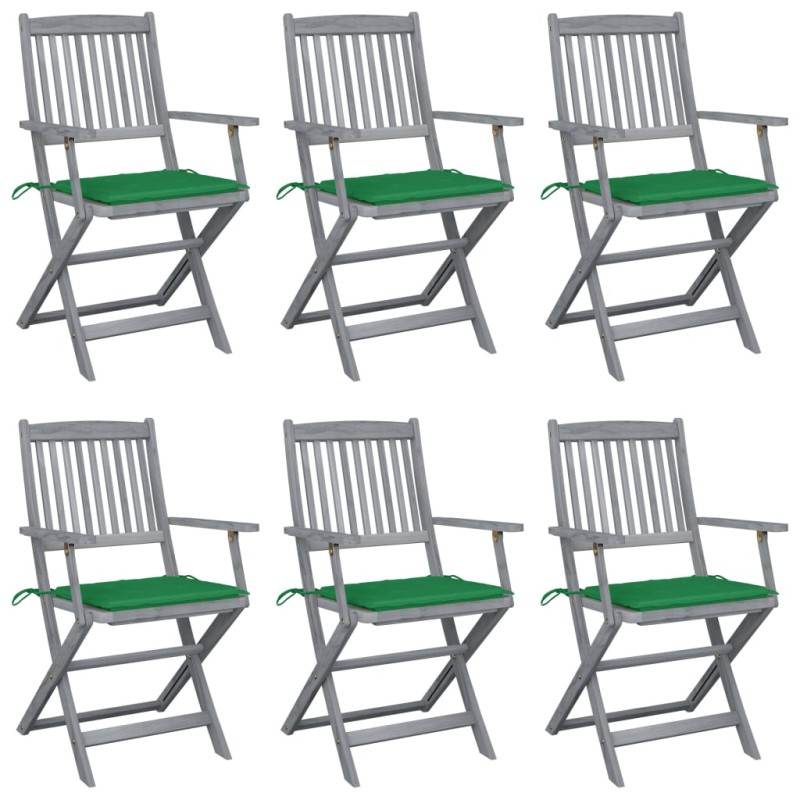 Klappbare Gartenstühle 6 Stk. mit Sitzkissen Massivholz Akazie Klappbare Gartenstühle 6 Stk. mit Sitzkissen Massivholz Akazie