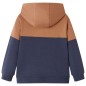Kinder-Kapuzenpullover mit Halbem Reißverschluss Anthrazit Cognac 128 Kinder-Kapuzenpullover mit Halbem Reißverschluss Anthrazit Cognac 128