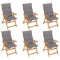 Gartenstühle 6 Stk. mit Grauen Kissen Massivholz Teak Gartenstühle 6 Stk. mit Grauen Kissen Massivholz Teak