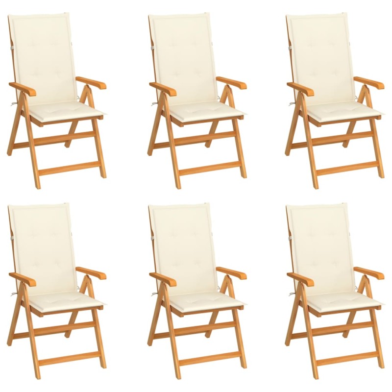Gartenstühle 6 Stk. mit Creme Kissen Massivholz Teak Gartenstühle 6 Stk. mit Creme Kissen Massivholz Teak