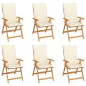Gartenstühle 6 Stk. mit Creme Kissen Massivholz Teak Gartenstühle 6 Stk. mit Creme Kissen Massivholz Teak