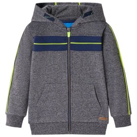 Kinder-Kapuzenpullover mit Reißverschluss Grau Melange 116