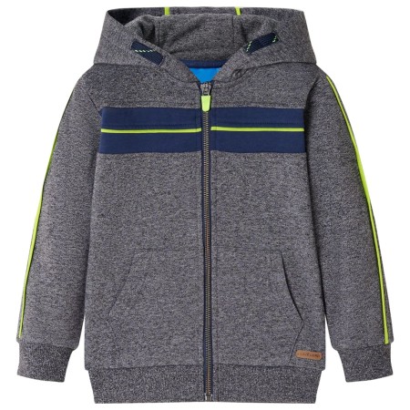 Kinder-Kapuzenpullover mit Reißverschluss Grau Melange 116