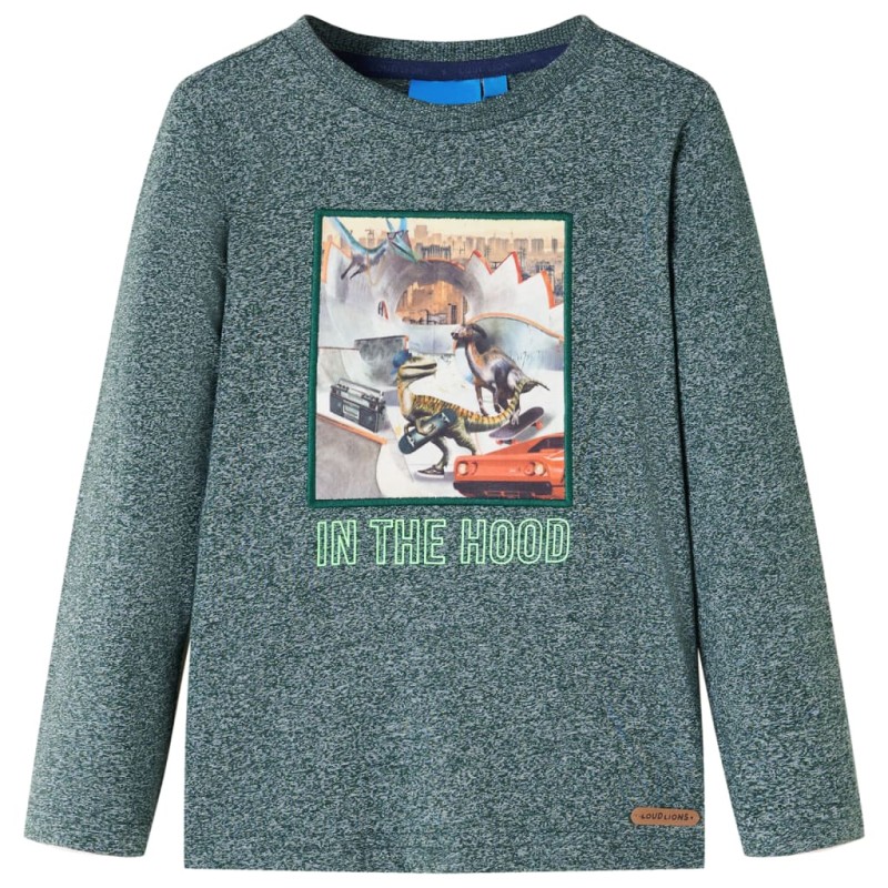 Kinder-Langarmshirt Dunkelgrün Melange 104 Kinder-Langarmshirt Dunkelgrün Melange 104