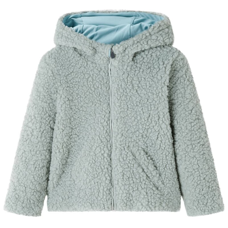 Kinder-Kapuzenjacke Teddy-Kunstpelz Minzgrün 104 Kinder-Kapuzenjacke Teddy-Kunstpelz Minzgrün 104