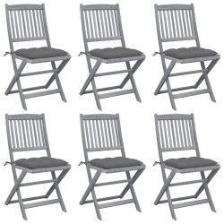 Klappbare Gartenstühle 6 Stk. mit Kissen Massivholz Akazie