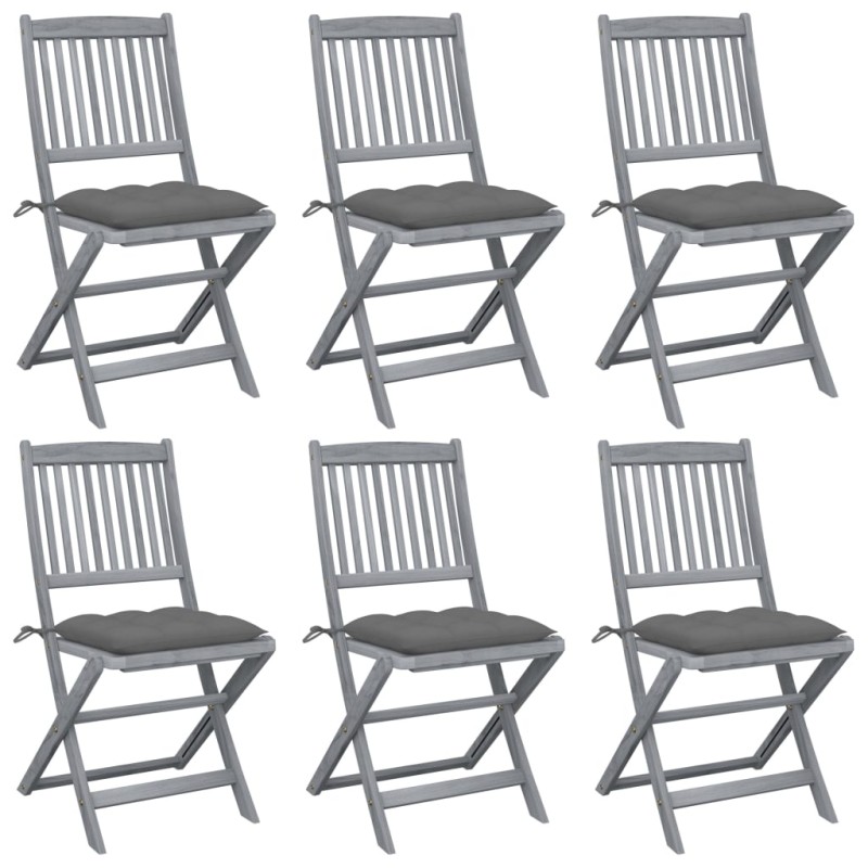 Klappbare Gartenstühle 6 Stk. mit Kissen Massivholz Akazie Klappbare Gartenstühle 6 Stk. mit Kissen Massivholz Akazie
