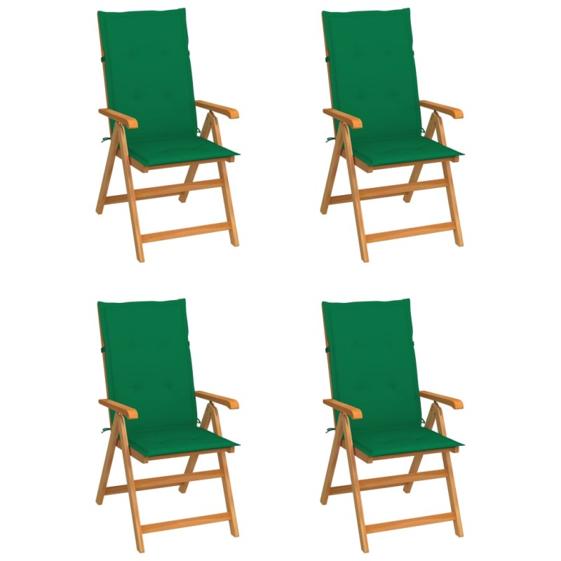 vidaXL Gartenstühle 4 Stk. mit Grünen Kissen Massivholz Teak vidaXL Gartenstühle 4 Stk. mit Grünen Kissen Massivholz Teak